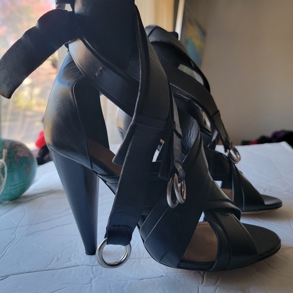 Isabel Marant Rosy Leather Sandals Strappy Sexy Heels Black Rare - Picture 4 of 12